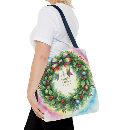 Holiday Wreath Tote Bag - Perfect for Christmas and Winter Celebrations