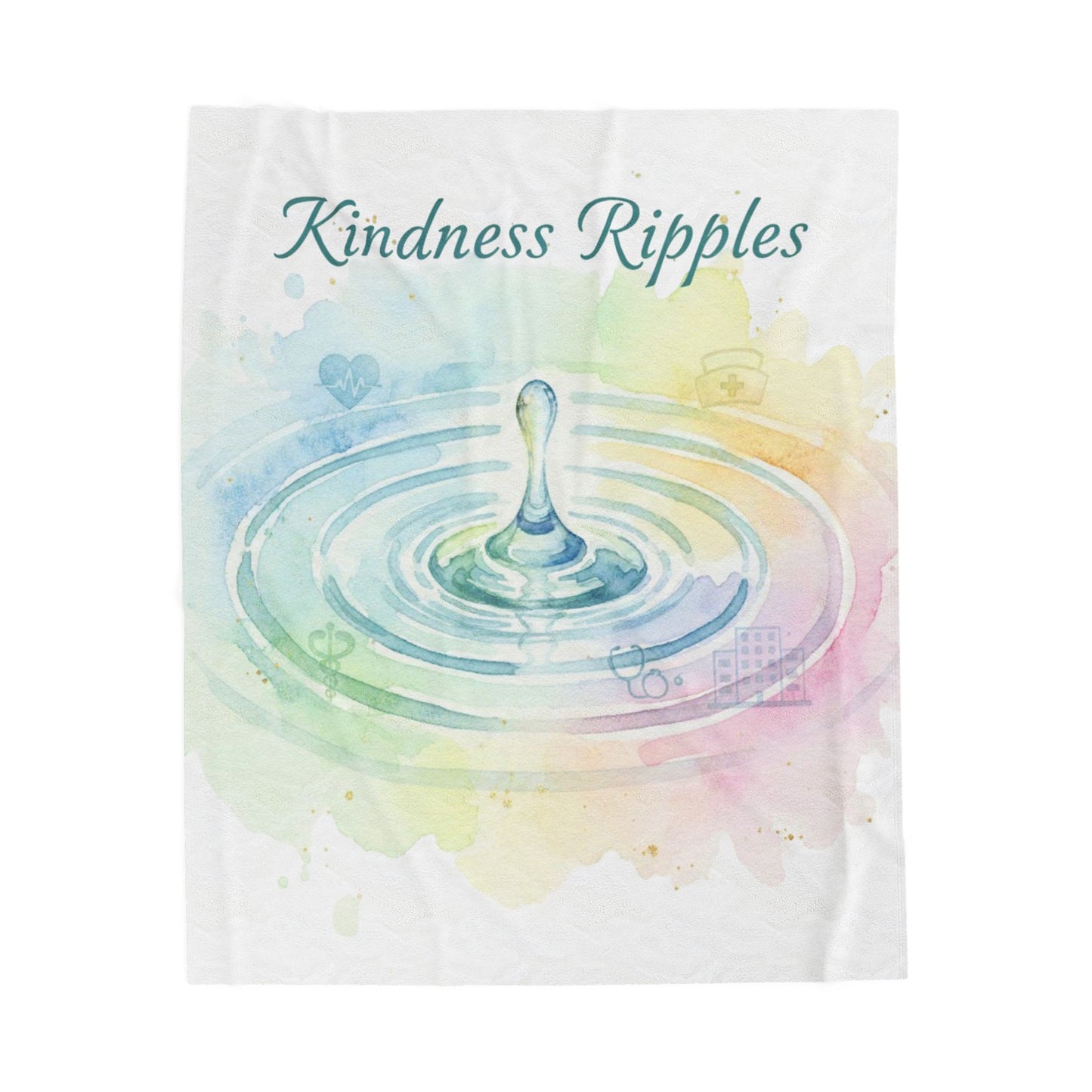 Kindness Ripples Velveteen Plush Blanket - Cozy Watercolor Throw