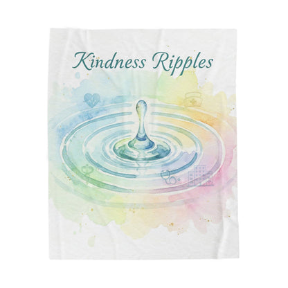 Kindness Ripples Velveteen Plush Blanket - Cozy Watercolor Throw