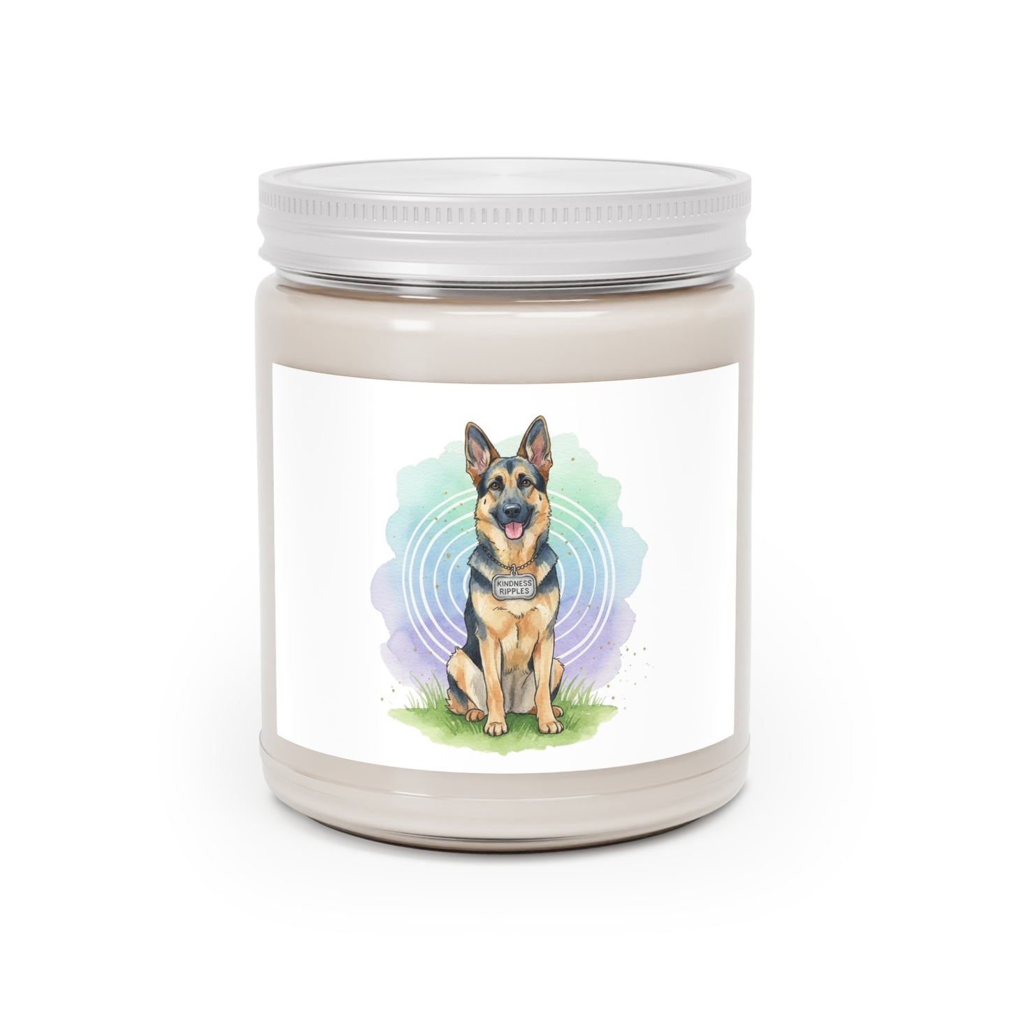 German Shepherd Scented Soy Candle – 9oz White Lid (Dog Lover Gift)