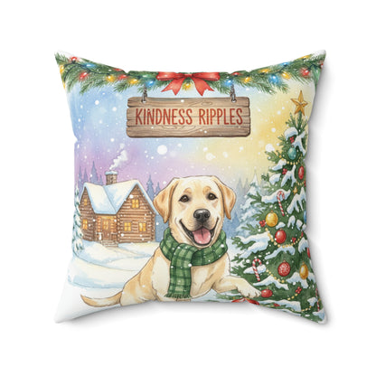 Fun Yellow Lab Christmas Pillow – Holiday Tree & Outdoor Fun Decorative Throw Pillow