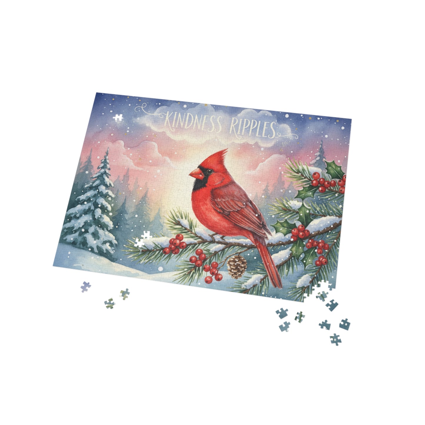 Kindness Ripples Cardinal Puzzle - 1000-Piece Winter Scene