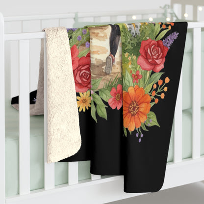 The Roxanne - Floral Sherpa Fleece Blanket - Cozy Comfort for Nature Lovers