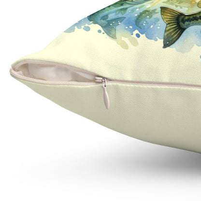 Square Pillow Bass Fishing is Peace Home Decor Gift for Anglers