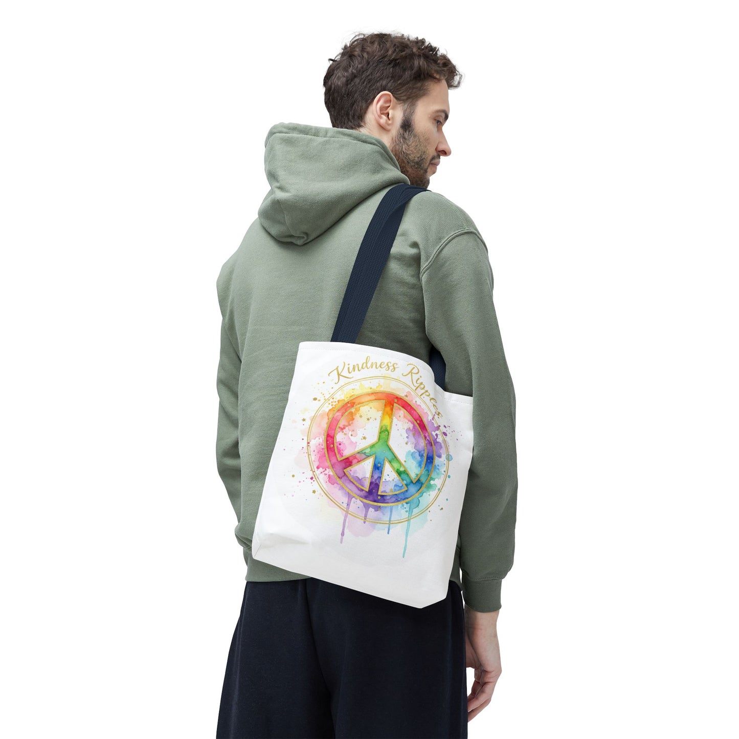 Colorful Peace Symbol Tote Bag | Kindness Ripples Design