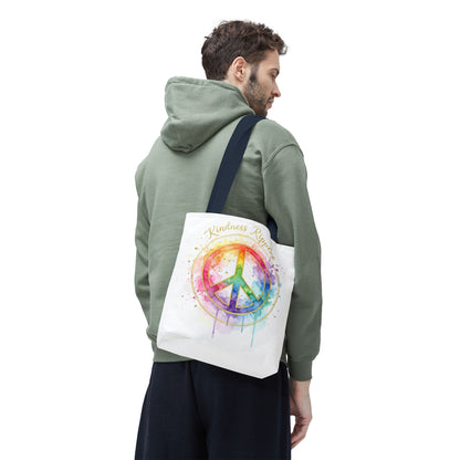Colorful Peace Symbol Tote Bag | Kindness Ripples Design