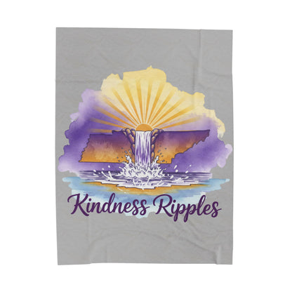 Gray Kindness Ripples Velveteen Plush Blanket - Cozy Throw for Relaxation and Comfort, Cookeville, TN, Waterfall Capital of the World