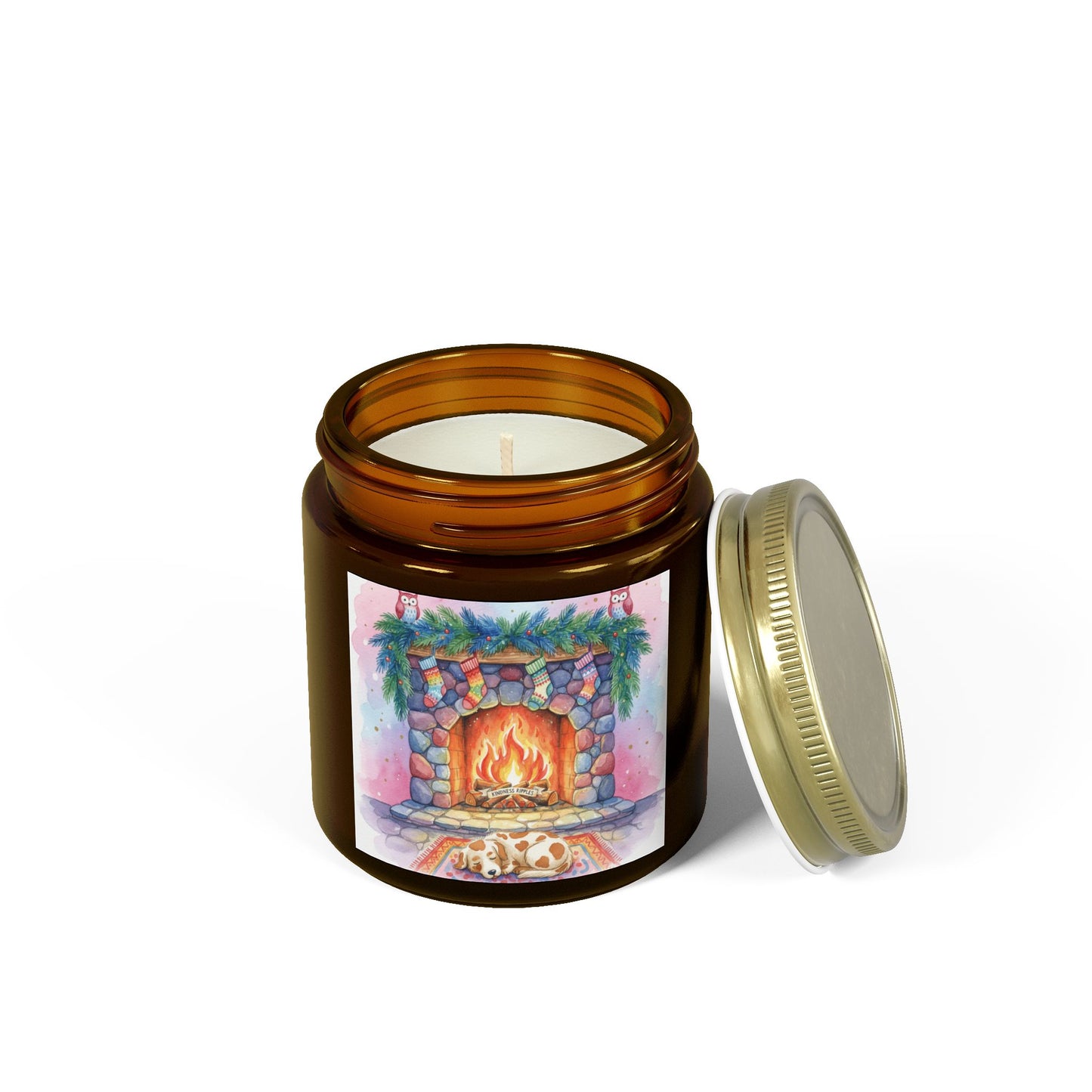 Cozy Fireplace Scented Candle - Coconut Apricot Wax (4oz & 9oz)