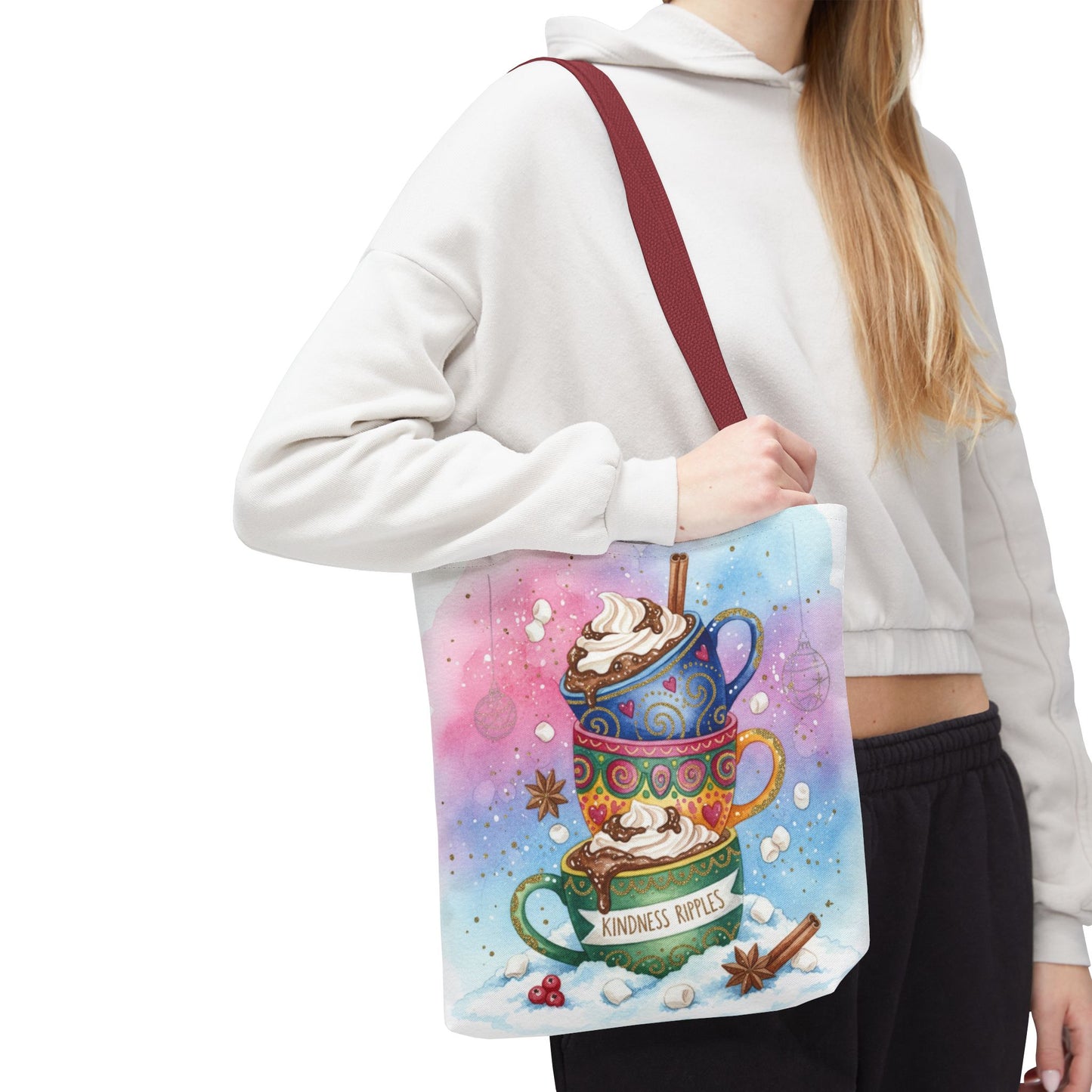 Colorful Hot Cocoa Tote Bag – Festive Winter Vibes
