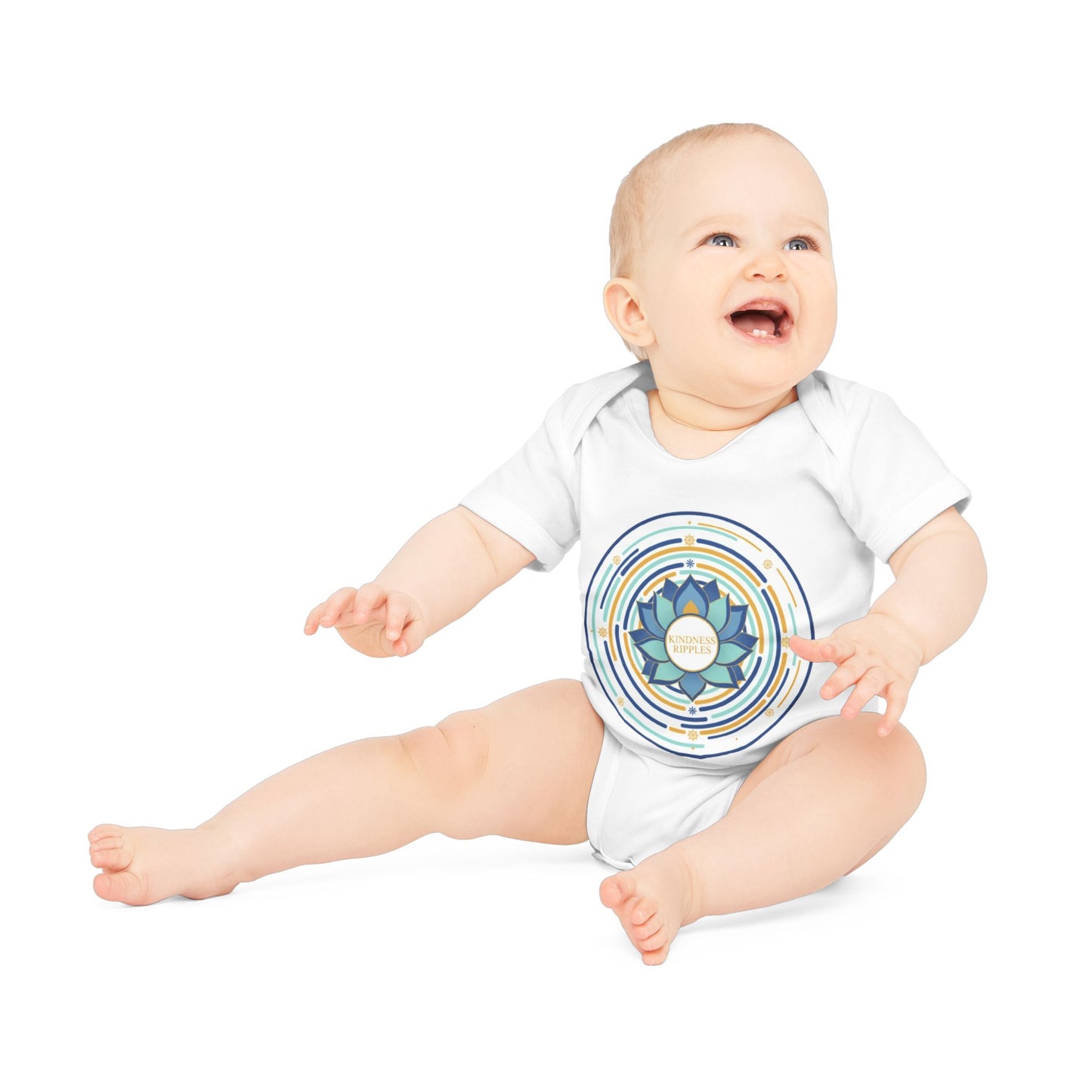 Colorful Lotus Baby Bodysuit - Organic Cotton Short Sleeve for Eco-Friendly Families