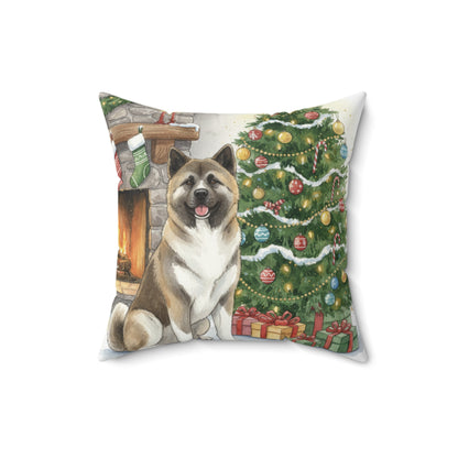 Who's that Akita?! Christmas Pillow – Holiday Tree & Gifts Decorative Throw Pillow
