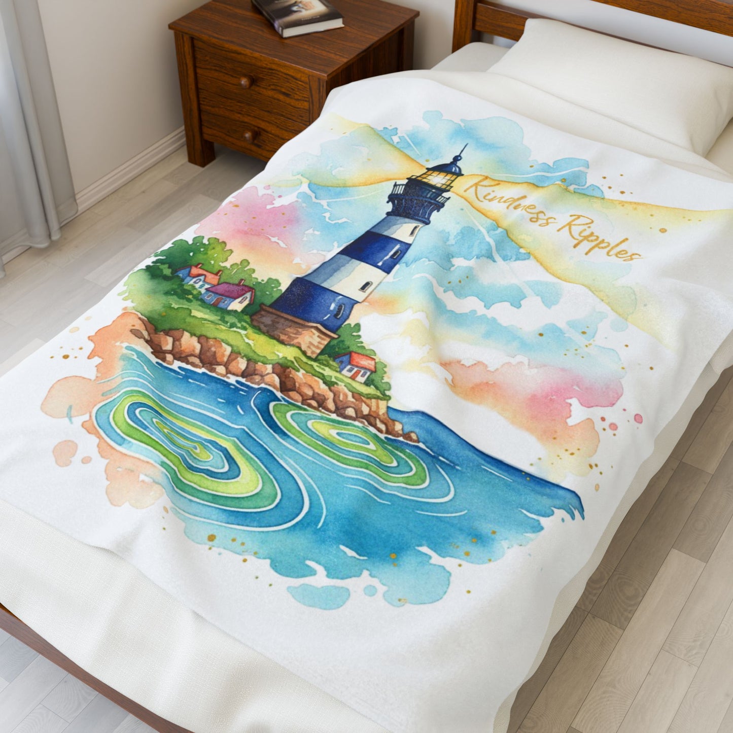 Lighthouse Kindness Velveteen Plush Blanket