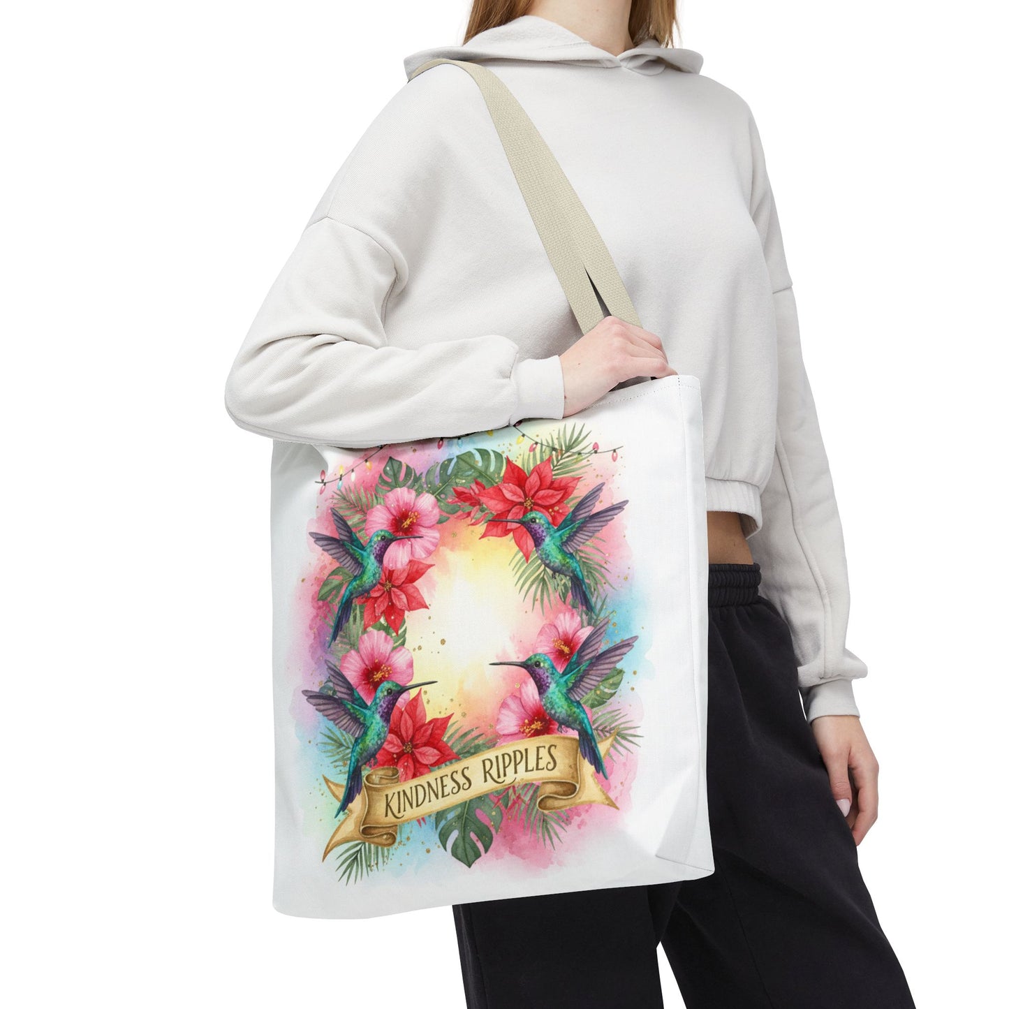 Colorful Kindness Christmas Hummingbirds Tote Bag