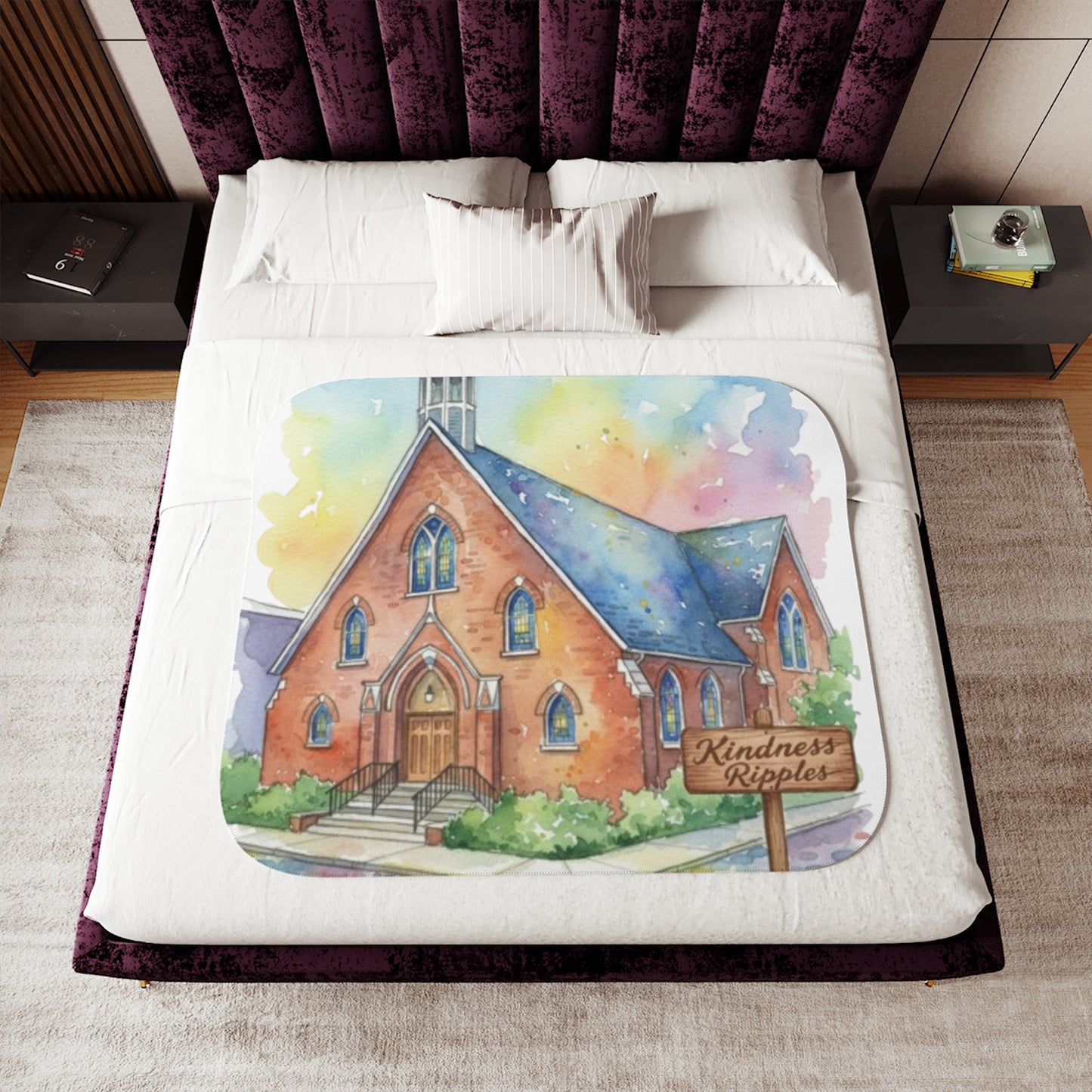 Cozy Sherpa Blanket with Inspiring Church Design - Kindness Ripples - Homage to the amazing St. William Community