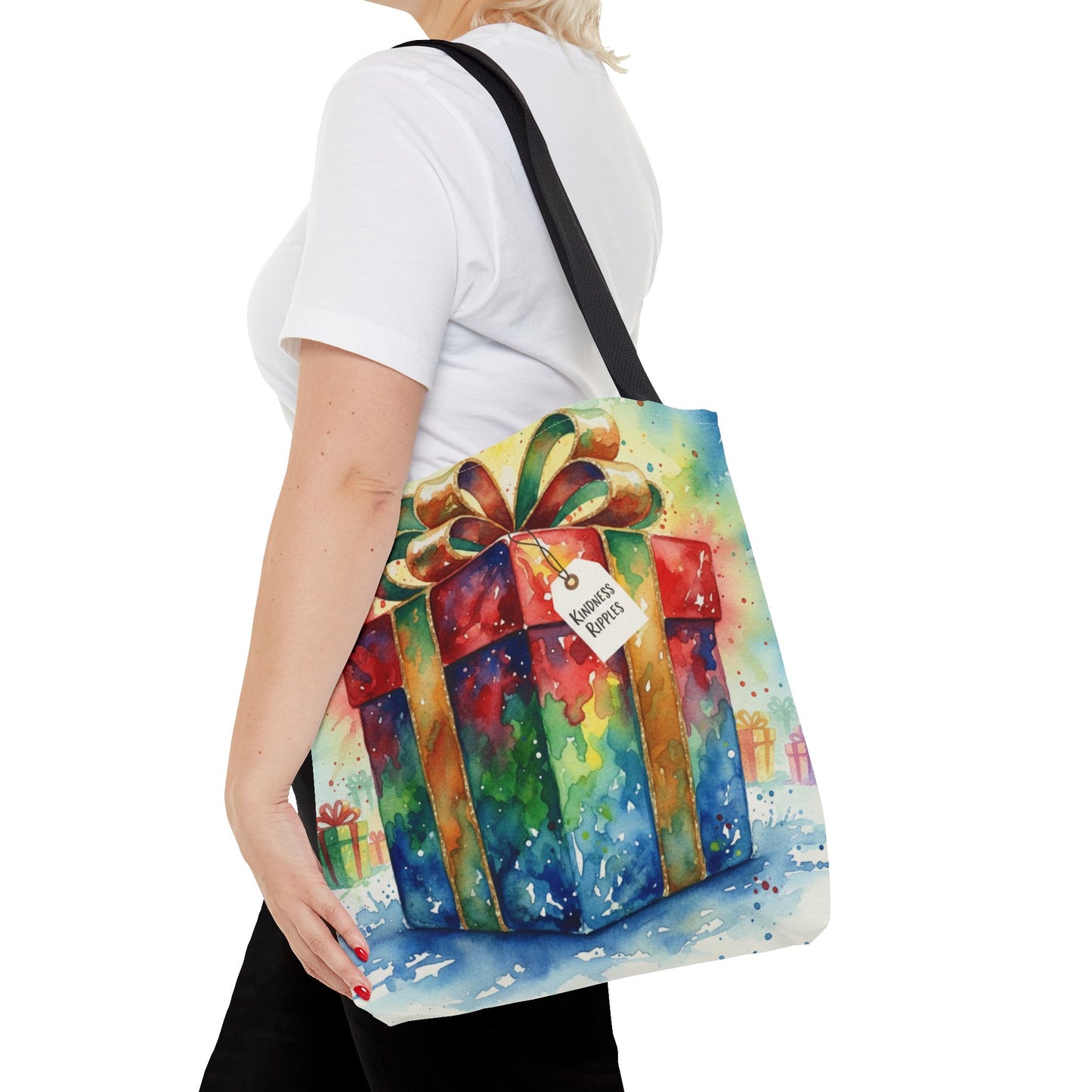 Colorful Gift Tote Bag - Perfect for Holidays & Celebrations -Simple message of Kindness - Reusable