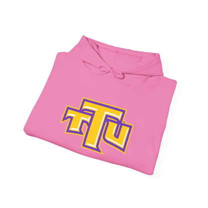 Pink School Logo Hoodie — Retro TTU Initials Pullover