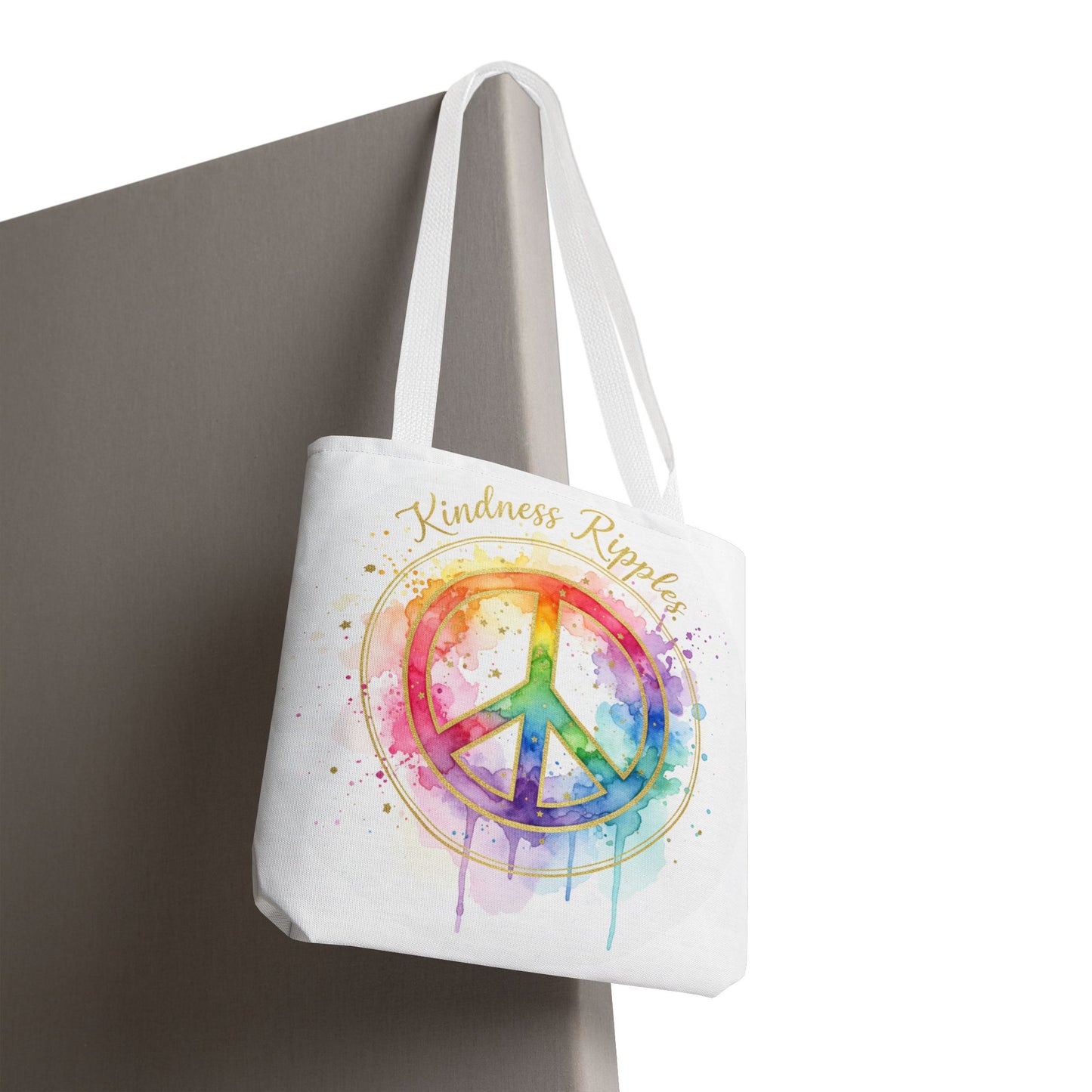 Colorful Peace Symbol Tote Bag | Kindness Ripples Design