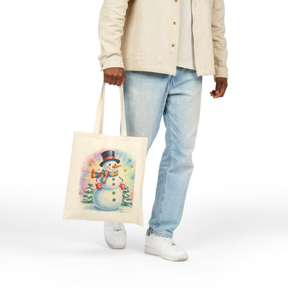 Snowman Holiday Canvas Tote Bag - Perfect for Christmas Shopping and Gifting