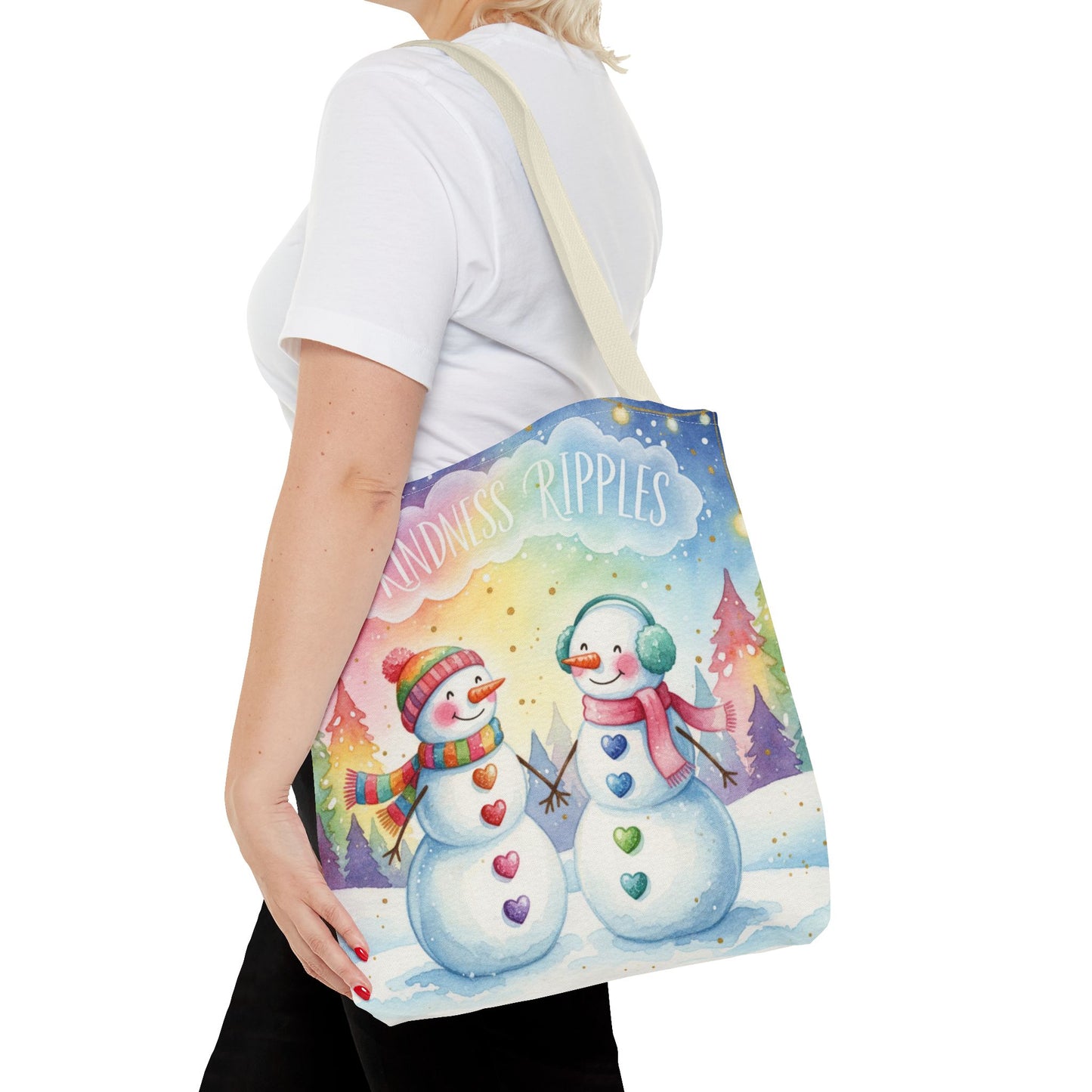 Whimsical Snowman Tote Bag - Kindness Ripples Design