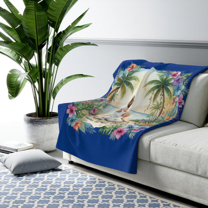 The Rachel - Tropical Serenity Sherpa Fleece Blanket for Relaxation