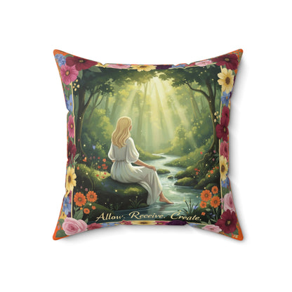 The Amanda - Serene Floral Throw Pillow - 'Allow, Receive, Create' Design