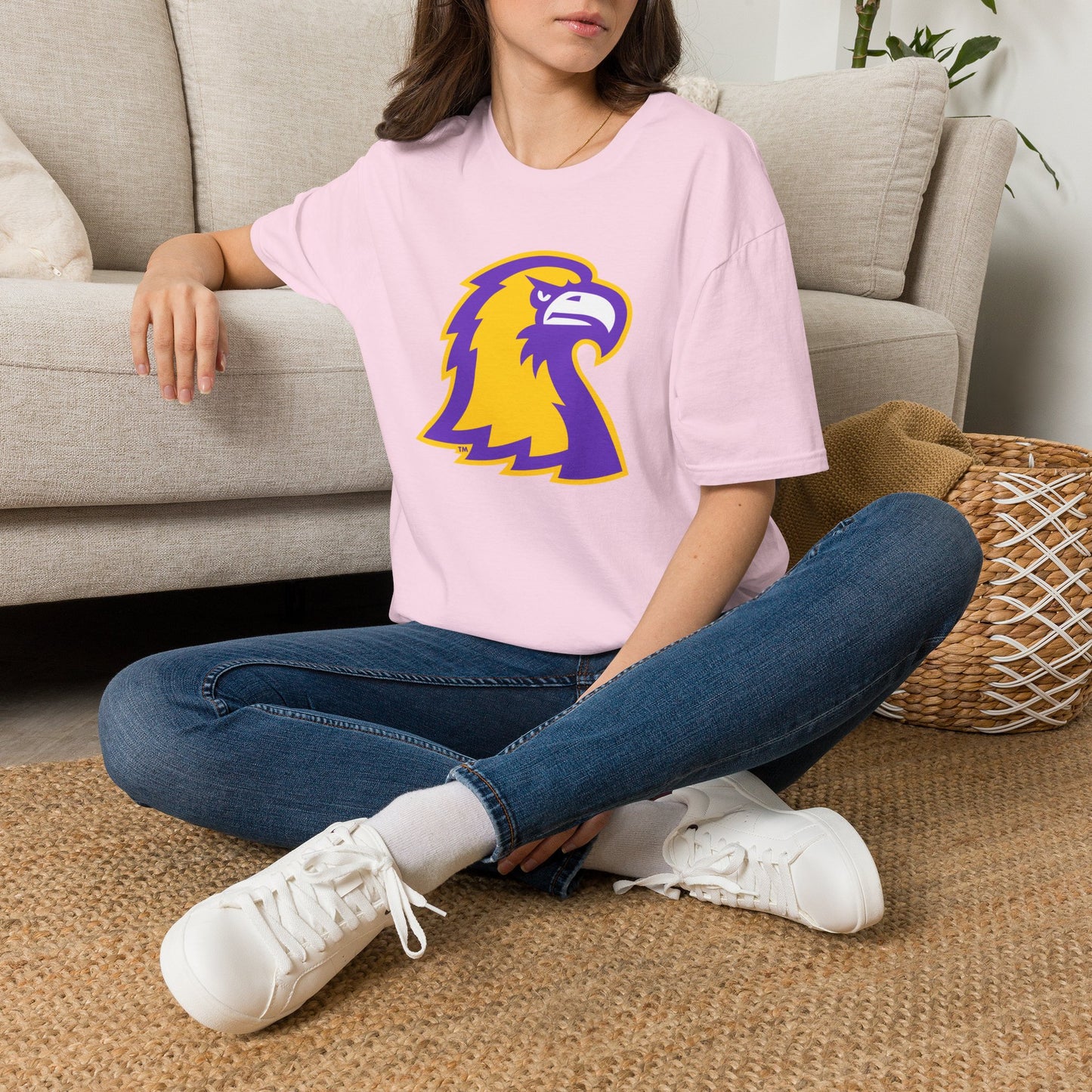 Golden Eagle Mascot Pink Out T-Shirt — Purple & Gold School Spirit Tee