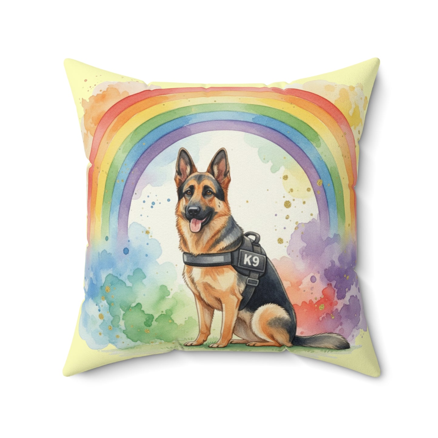 German Shepherd Rainbow Pillow — K9 Service Dog Decorative Throw Pillow