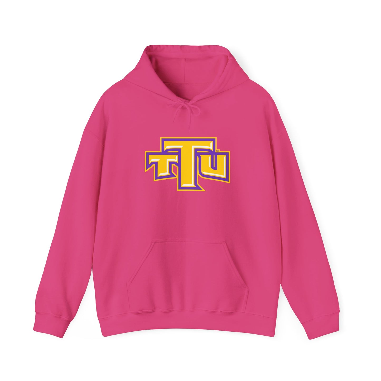 Pink School Logo Hoodie — Retro TTU Initials Pullover