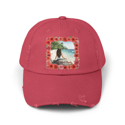 The Cristina - Distressed Cap - Red