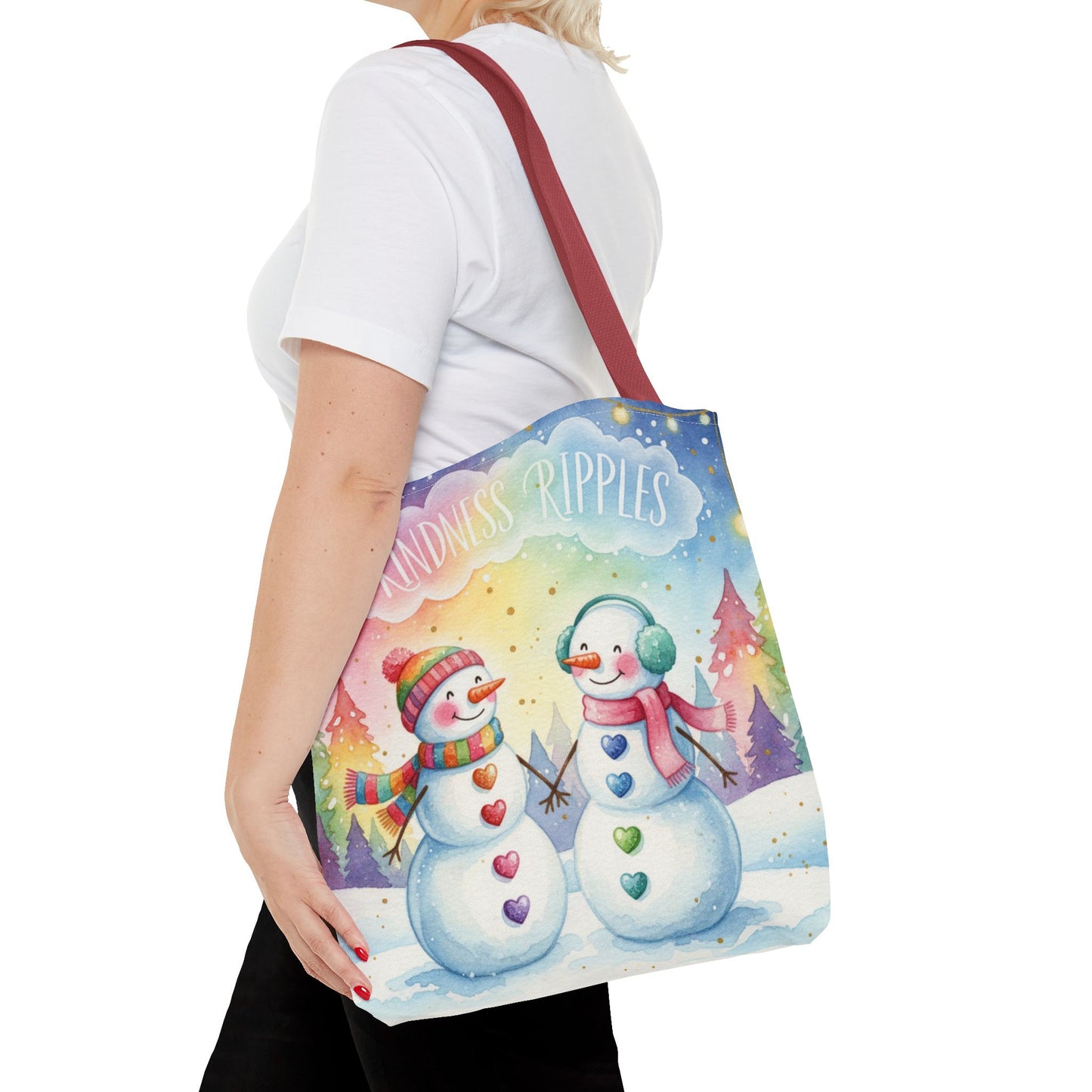 Whimsical Snowman Tote Bag - Kindness Ripples Design