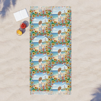 The Audrey - Boho Beach Towel - Floral Sunflower Design for Outdoor Fun
