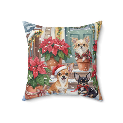 Pillow Holiday Chihuahuas Spun Polyester