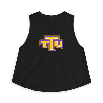 Women's Crop Top - TTU Yellow & Purple Logo Athletic Tank (Front & Back Mascot)