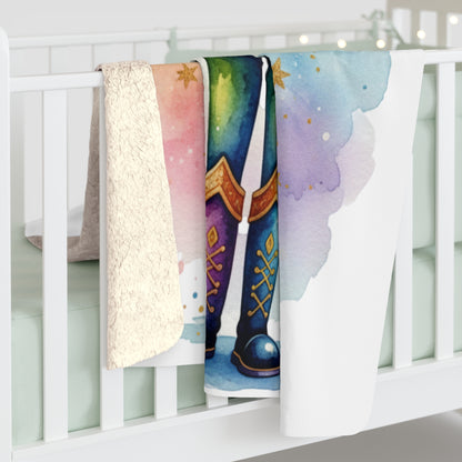 Nutcracker Sherpa Fleece Blanket — Colorful Watercolor Holiday Throw