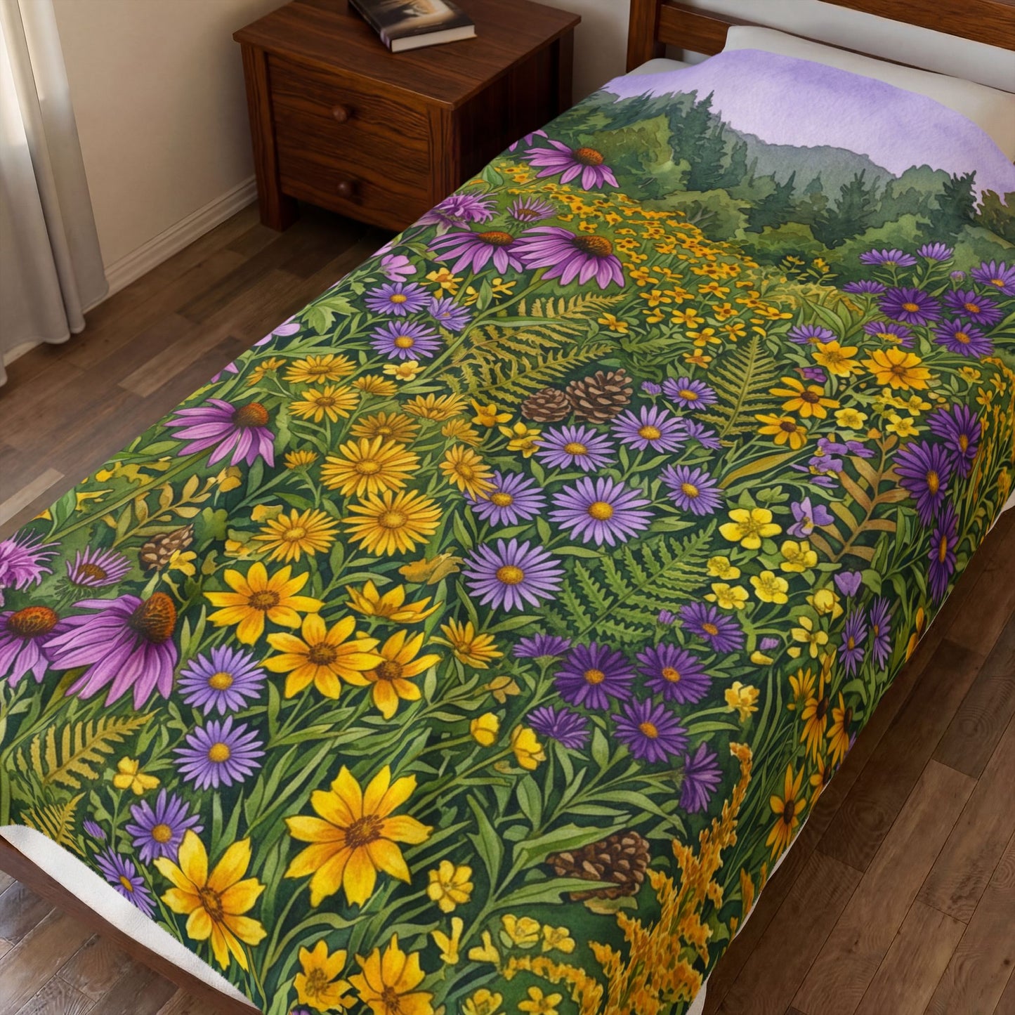 Wildflower Meadow Velveteen Plush Blanket — Cozy Floral Throw for Nature Lovers