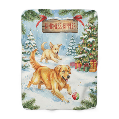 Our friendly Golden Retrievers Sherpa Blanket — 'Kindness Ripples' Holiday Throw