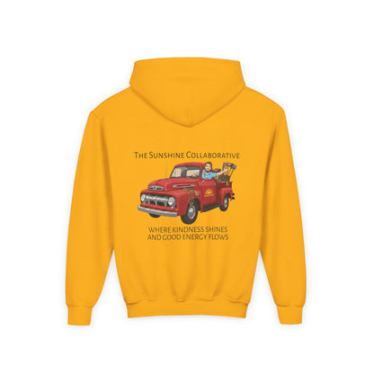 Youth Hooded Sweatshirt - Kindness & Good Energy, Cozy Gift, Throwback, Sunshine Vibes, Kids Apparel, Spring & Summer Fashion