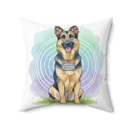 German Shepherd Decorative Pillow — 'Kindness Ripples' Watercolor Dog Throw Pillow