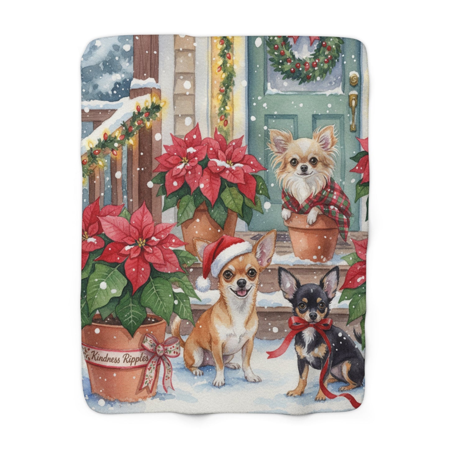 Sherpa Fleece Blanket - Holiday Chihuahuas