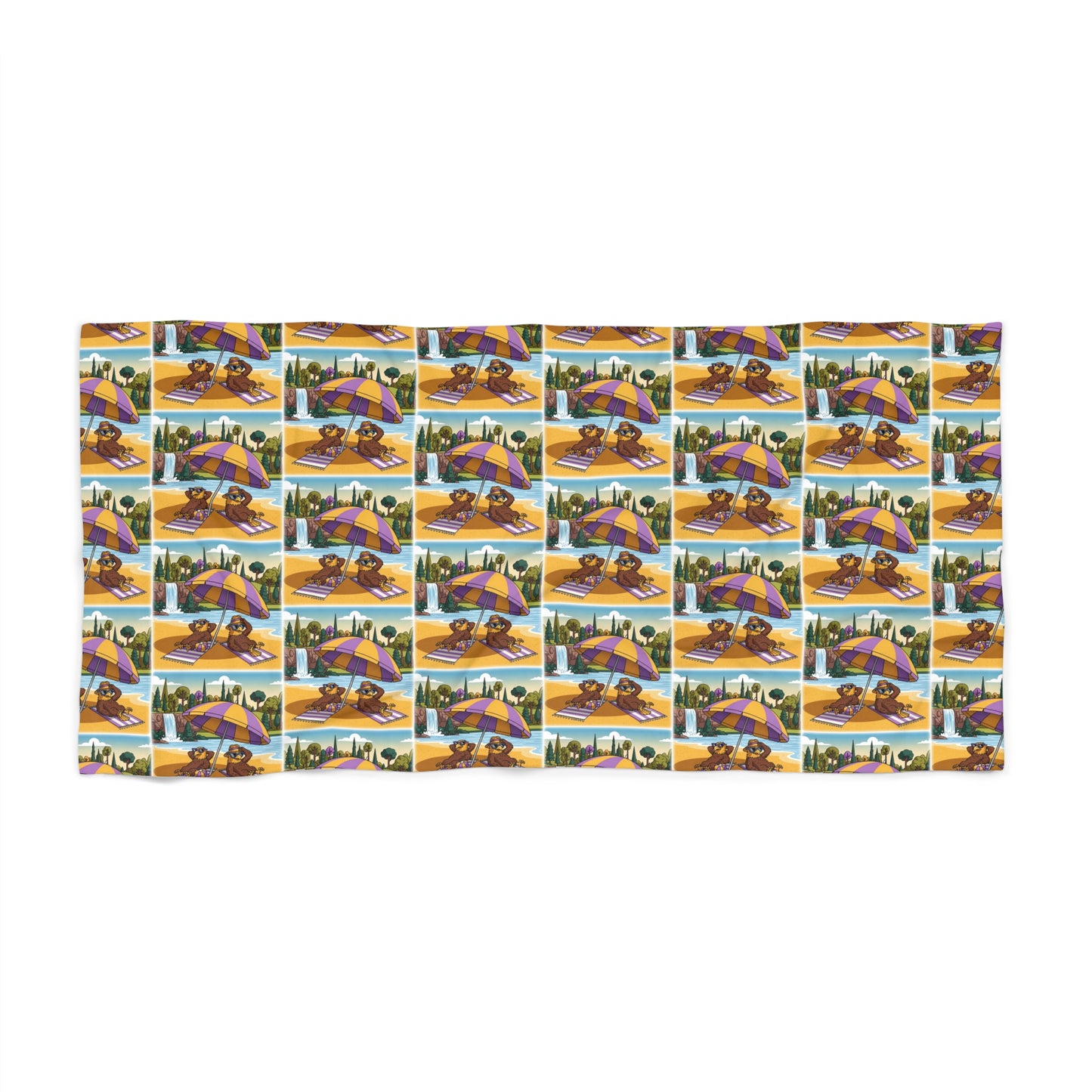 Beach Towel — Retro Surfboard & Palm Pattern Summer Towel