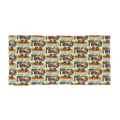 Beach Towel — Retro Surfboard & Palm Pattern Summer Towel