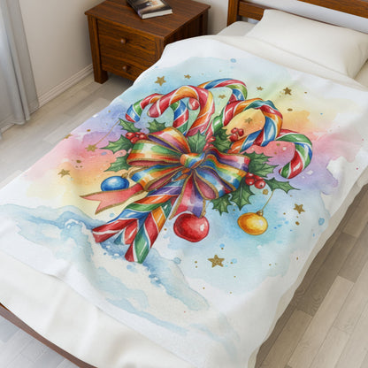 Candy Cane Christmas Plush Blanket