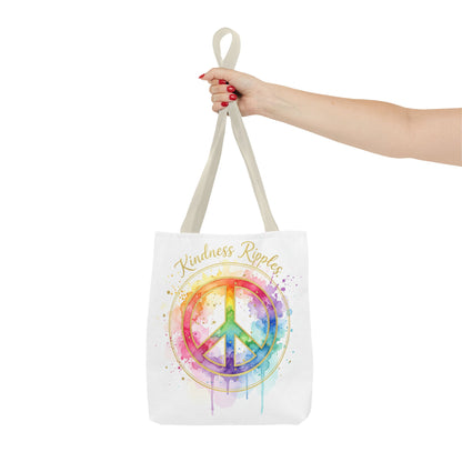 Colorful Peace Symbol Tote Bag | Kindness Ripples Design