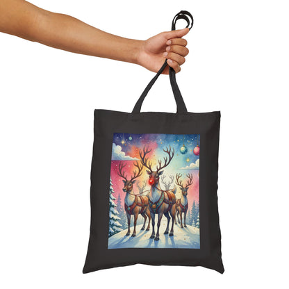 Reindeer Holiday Canvas Tote Bag