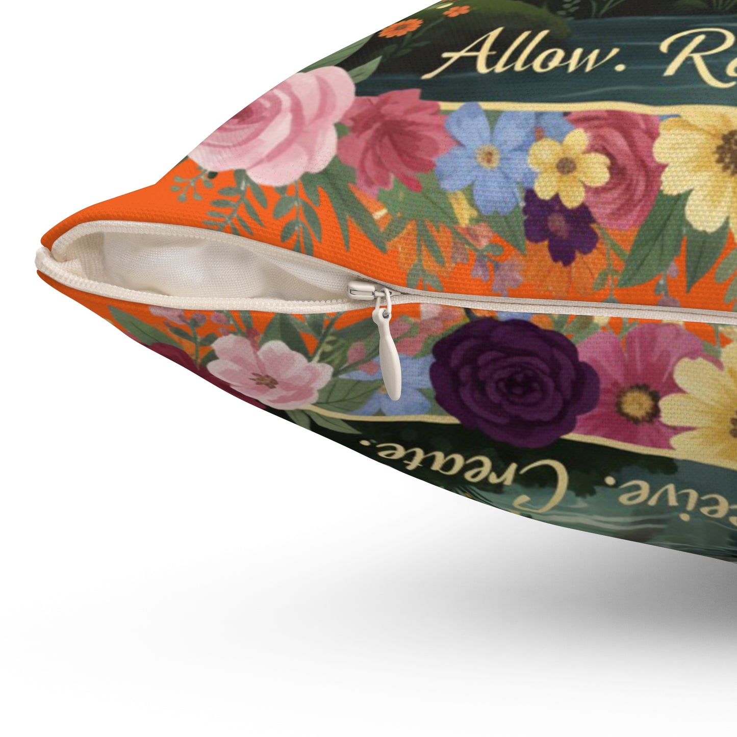 The Amanda - Serene Floral Throw Pillow - 'Allow, Receive, Create' Design