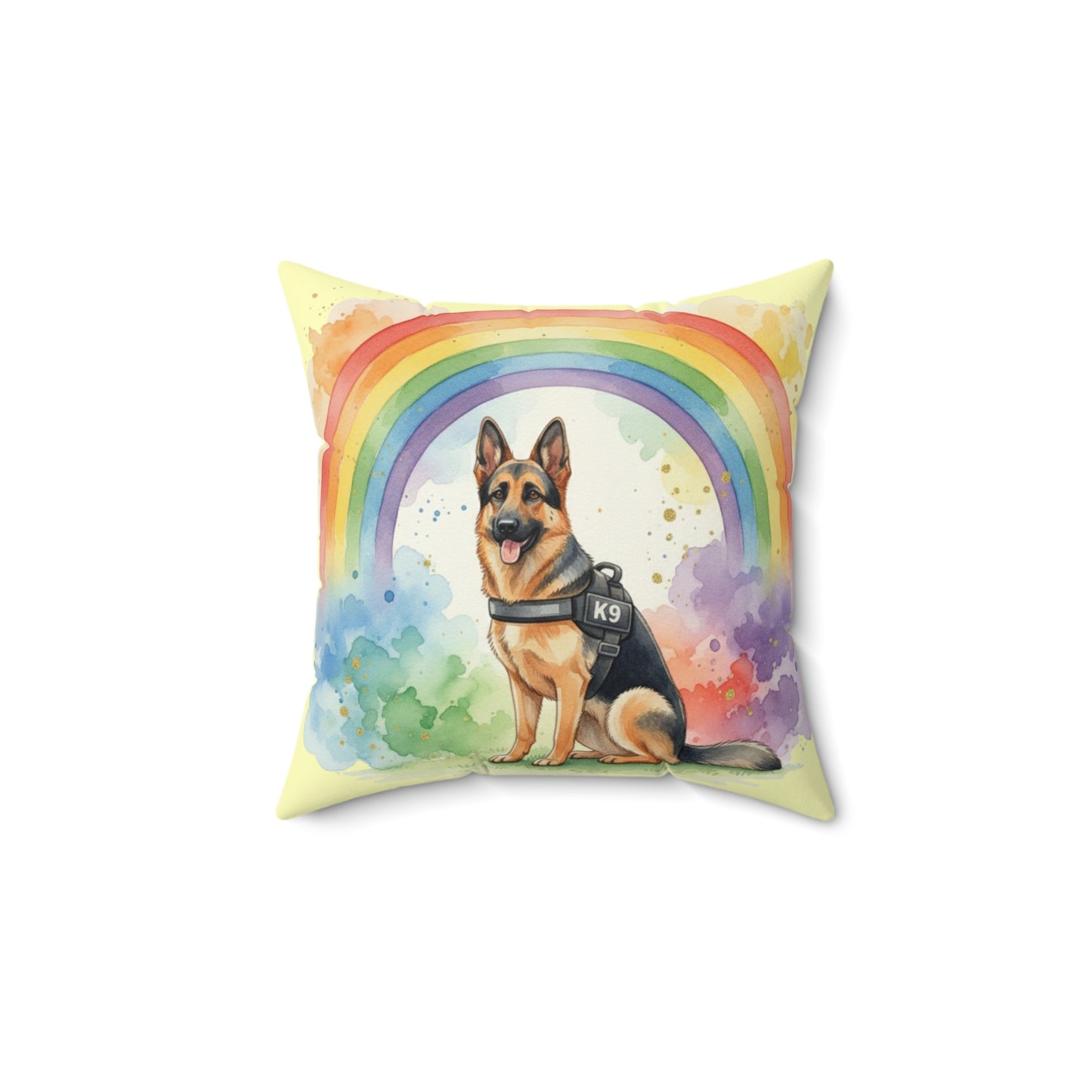 German Shepherd Rainbow Pillow — K9 Service Dog Decorative Throw Pillow