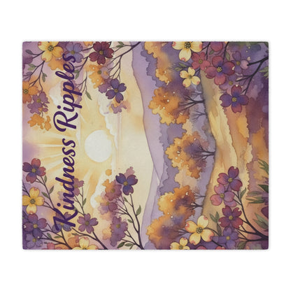 Minky Kindness Ripples Blanket - Cozy Floral Throw for Comfort and Warmth, Purple and Gold, Cookeville, TN, Dogwoods, Sunrise