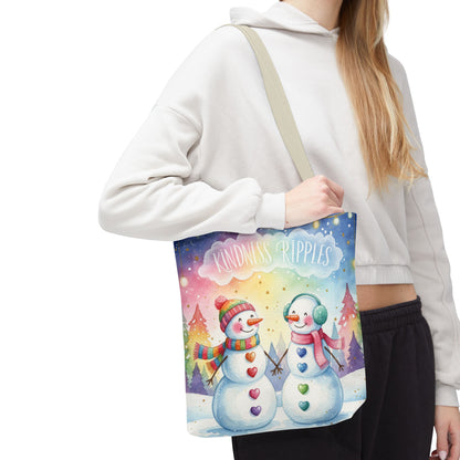 Whimsical Snowman Tote Bag - Kindness Ripples Design