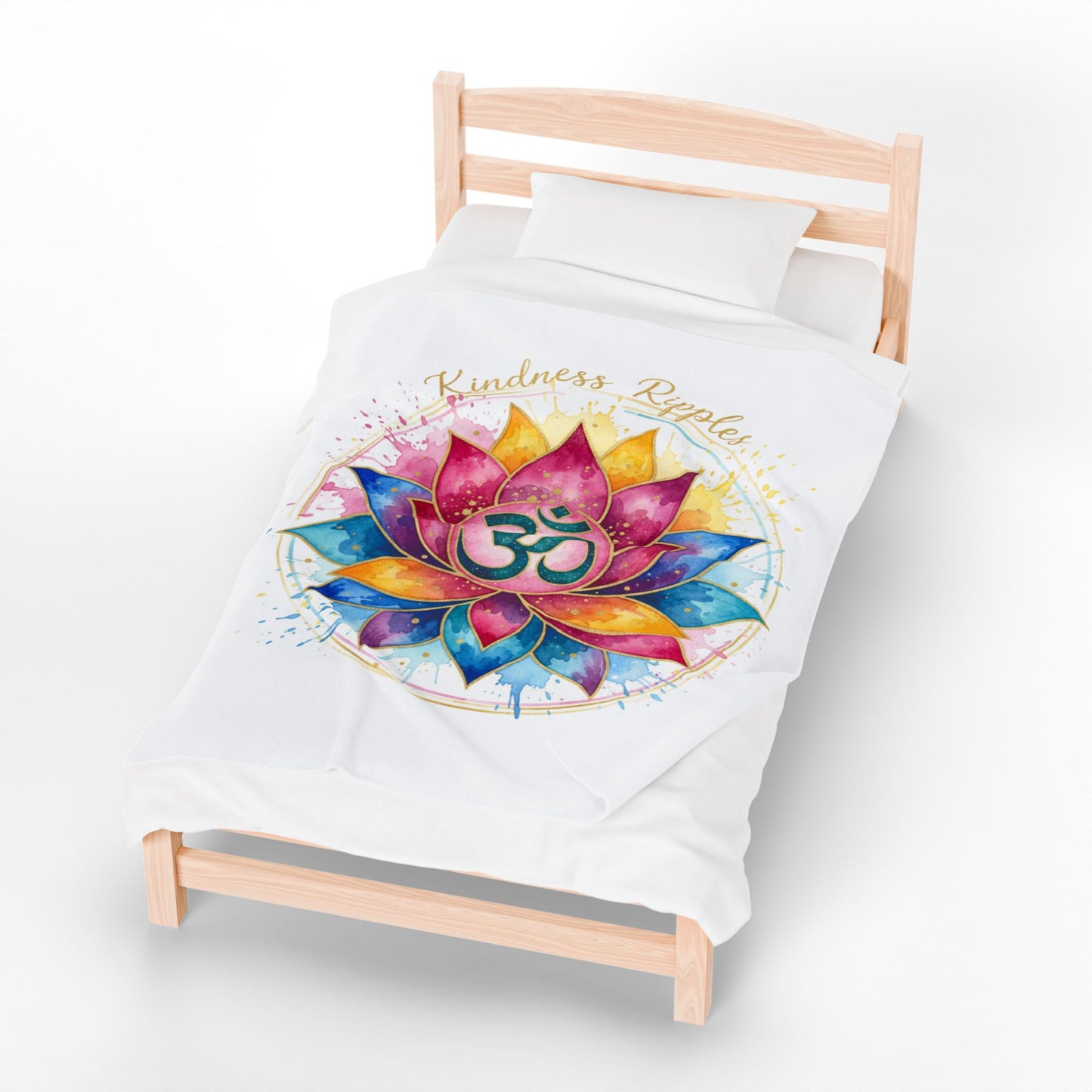 Colorful Lotus Kindness Ripples Velveteen Plush Blanket