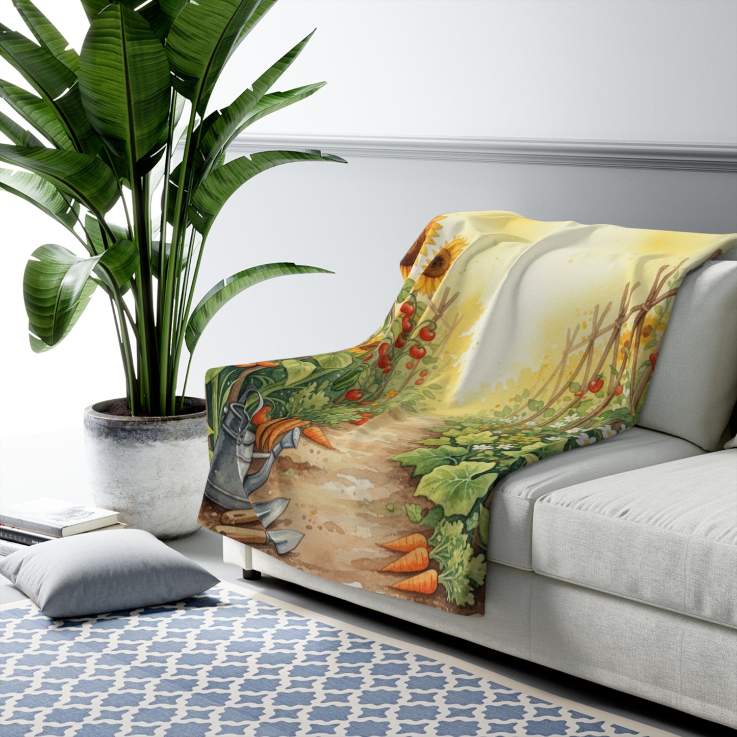 Golden Sunshine Garden Sherpa Blanket